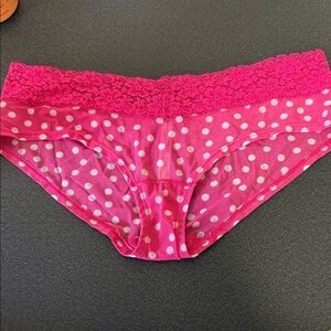 Women's Pink Polka Dot Lace Waist Bikini Panty dated 2010